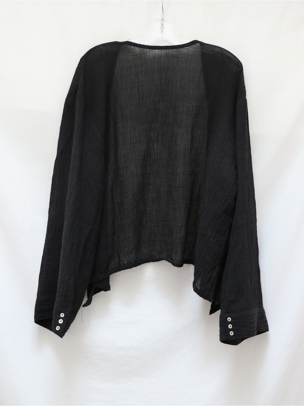 Monday 100% linen open cardigan oversized black shirt loose fit Large resortwear - Picture 3 of 9